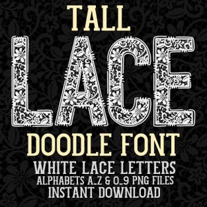 Alfabeto de renda branca Png Alto Floral Lacy Font Png Bundle Alto Varsity Doodle Font Letras femininas Coqutte Trendy Chinoiserie Font Lace Clipart