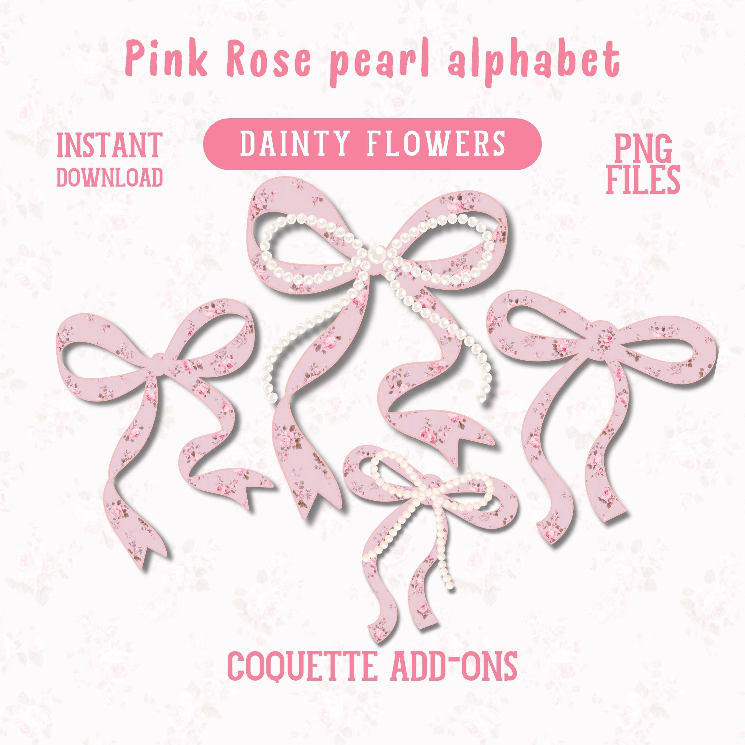 Pearl Floral Alphabet Set Png Coquette Rose Spring Letters Preppy ...
