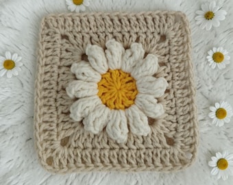 Daisy Crochet Pattern, Crochet Daisy Motif, Daisy Granny Square PDF, Easy Flower Crochet Pattern
