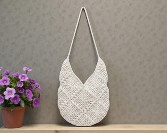 Granny Square Crochet Bag Pattern, Boho Tote, Beginner Market Bag (PDF Download)