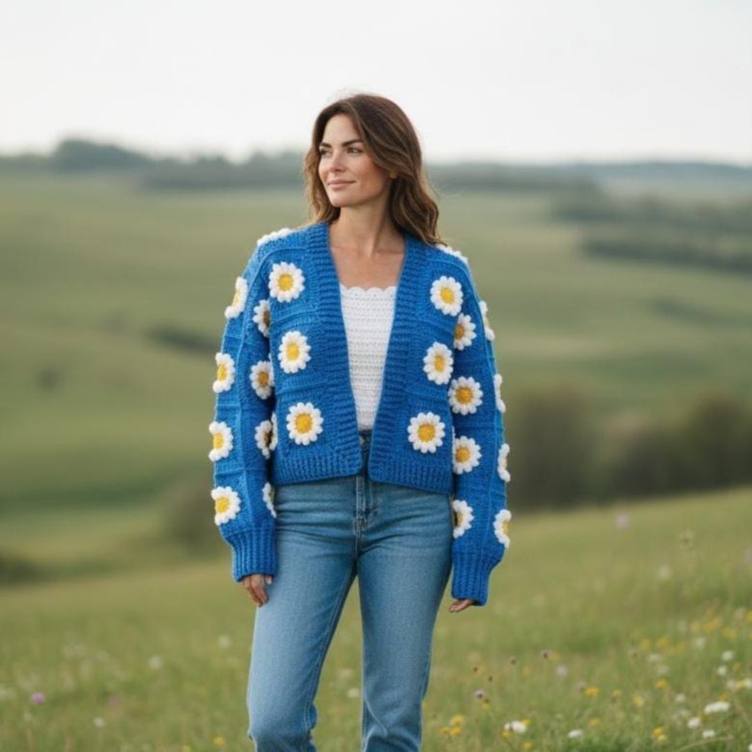 Daisy Crochet Cardigan Pattern, Granny Square Jacket Tutorial (PDF) - Etsy