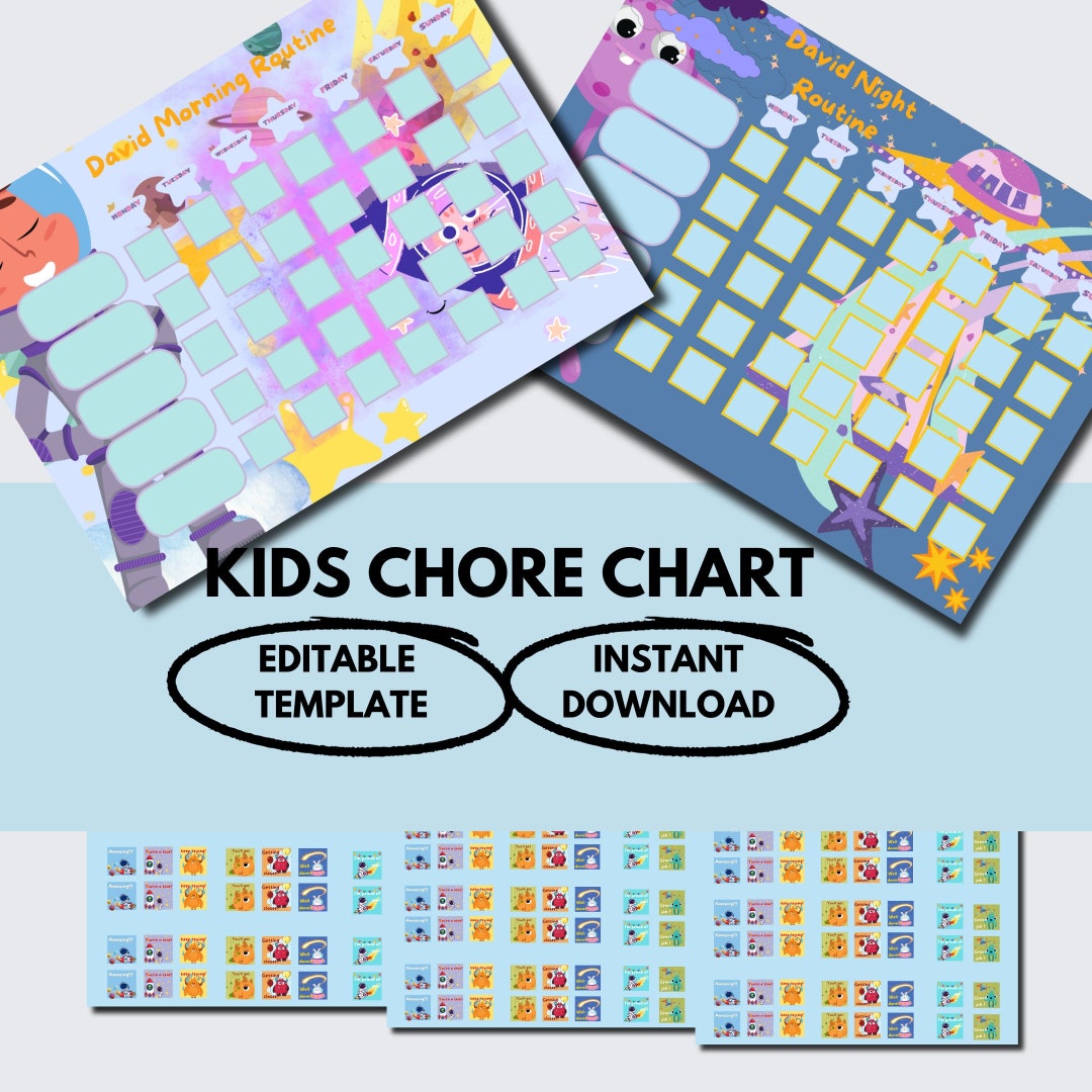 Interactive Kids Chore Chart Designs, Customizable Responsibility ...