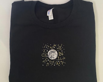 Embroidered Moon and Constellations Sweatshirt, Celestial Sweatshirt, Astronomy Crewneck Sweatshirt, Stars Shirt