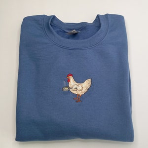 Embroidered Chicken Sweatshirt, Funny Chicken Sweatshirt , Farm Crewneck Sweatshirt, Animal Shirt
