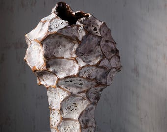 XL Sculptural Ceramic Vase | Soft Brutalist | Wabi-Sabi | Statement Piece for pedestal console niche