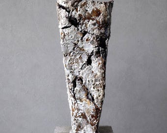 Tall Ceramic Vase Sculpture | Brutalist Vase | Wabi Sabi Decor | Organic Modern Vessel