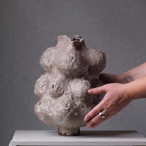 Japandi Ceramic Vase, Wabi Sabi Sculptural Vessel, Abstract Organic Form, Modern Minimalist Art Object
