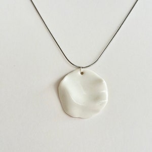 Ceramic aesthetic necklace Artisan jewelry White Wave porcelain pendant Handcrafted jewelry Wedding jewelry Unique jewelry image 4