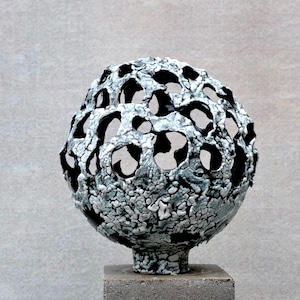 Large Organic Brutalist Ceramic Sculpture – Textured Openwork Vessel, Hand-Built Art Object, Wabi-Sabi Collector Piece