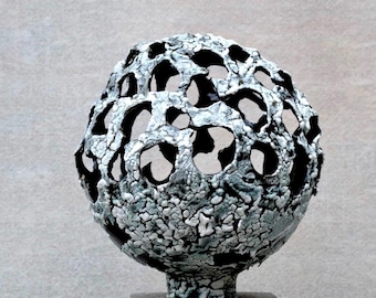 Organisk brutalistisk keramisk skulptur – texturerat öppet kärl, handbyggt konstföremål, Wabi-Sabi samlarobjekt