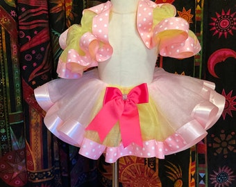 pink and yellow girls tutu and sock tops