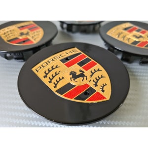 Original Porsche Wheel Centre Caps Black 76mm image 3