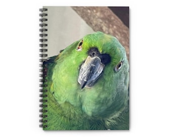 Notitieboek spiraalvormig groen papegaaigezicht | Gelinieerd notitieboek