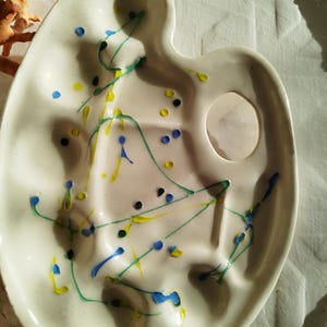 Color palette, painting, handmade earthenware