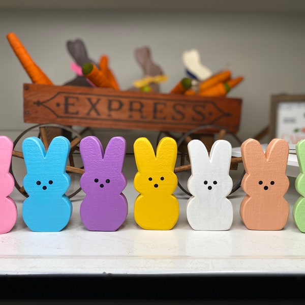 Mini Easter Peeps ,Shelf Sitter Peeps Decoration, Tiered Tray Peeps Decoration, Wooden Easter Peeps, Hand Painted Wood Peeps, Reclaimed Wood