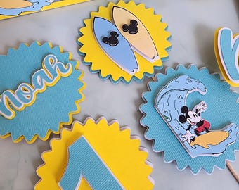 Surfer Mickey Cupcake Toppers Surfer Mickey Cake Topper Surfer Mickey Birthday Summer Mickey Cupcake Toppers Beach Mickey Cupcake Toppers