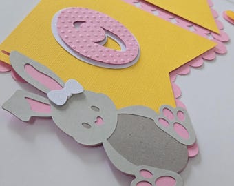 Some Bunny is One Banner Girl Bunny Banner Our Little Girl Bunny Is One Banner Rabbit Girl Birthday Banner Rabbit Girl High Chair Banner