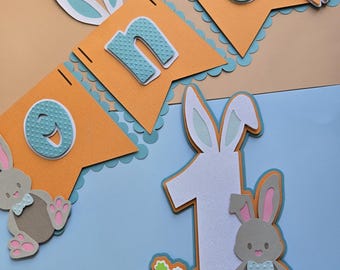 Some Bunny is One Banner Bunny Banner Bunny High Chair Banner Our Little Bunny Is One Banner Rabbit Birthday Banner Rabbit High Chair Banner
