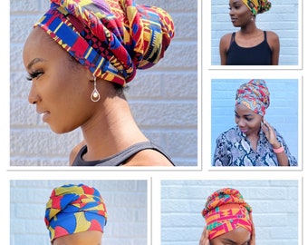 PRE-TIED HEADWRAP/ Pre-Tied Turban/Boho Chic/ Turban/ Pre Tied Headwrap/ Boho Headwrap/ Alopecia Cap/ Chemo Cap/ Large Turban