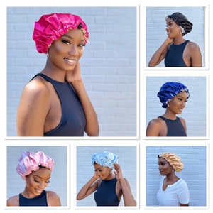 Reversible Double Adjustment Drawstring Satin Silk Bonnet, Night Cap, Adult Plain sleep Bonnets,sleeping, cute hair accessor,scarf, tie-able