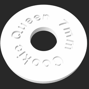 May include: White plastic ring with the words "Good Queen" and "1 mm" printed on it.
