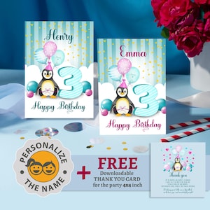 Carte personnalisée pour le 3e anniversaire de bébé Carte de voeux de joyeux anniversaire Carte de voeux pour la troisième année d'âge