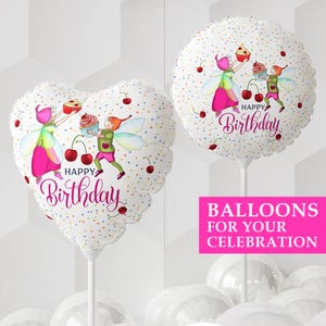 Birthday Balloon Fairy Girls Party Decor Table Centerpiece Daughter Birthday Celebration Custom Balloon Decor Tinker Bell Fairy Illustration