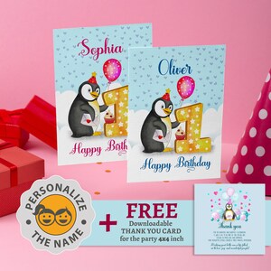 Carte personnalisée 1er anniversaire d'enfants pour garçon, bébé, première année, joyeux anniversaire, invitation, carte, ballon, pour 12 mois, célébration, fête familiale