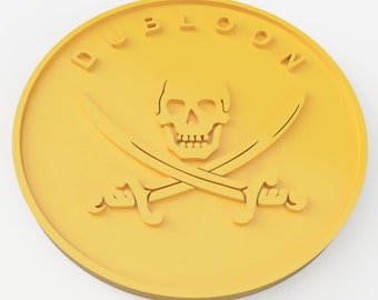 3D Printable Doubloon Coin - Nautical Pirate Treasure Replica STL File - Instant Download for DIY Projects, Home Decor, Gifts - Pirate Decor