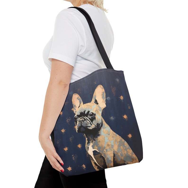 French Bulldog Starry Night Tote Bag, Stylish Reusable Grocery Canvas
