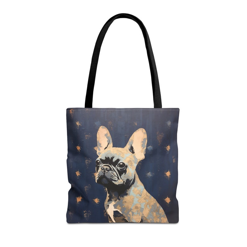 French Bulldog Starry Night Tote Bag, Stylish Reusable Grocery Canvas