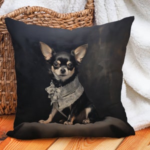 アウトロー チワワ ピロー、ミッドナイト ブラック ウエスタン シック デコレーション、チワワ愛好家へのギフト、#CM0120、中身付き