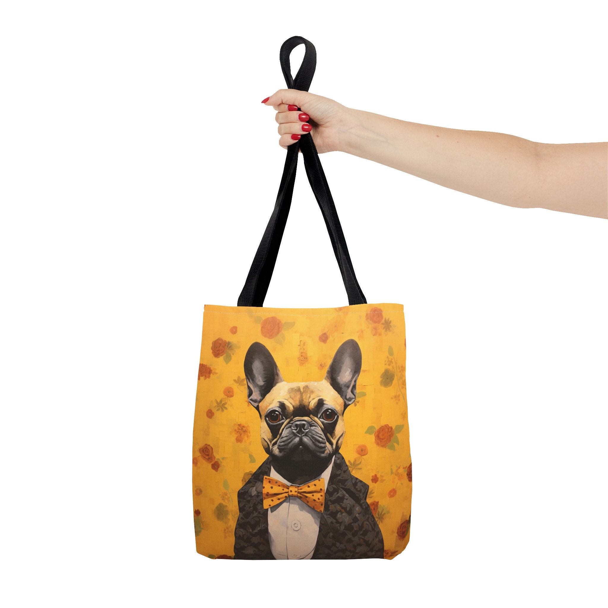 French Bulldog Floral Tote Bag, Stylish Canvas Book Beach