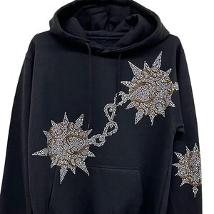 Rhinestone Hoodie, Clash Rhinestone front and back, Streetwear