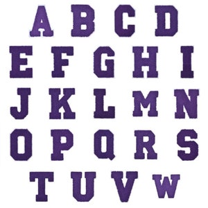 Lila Varsity Alphabet Buchstaben Chenille Bügelbild