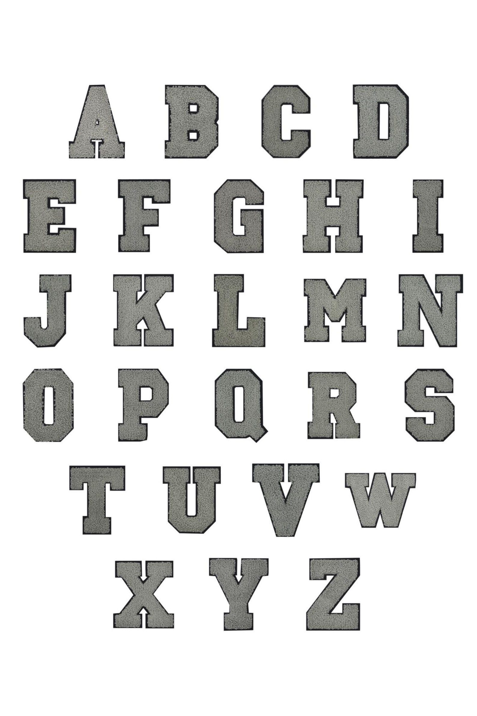 Gray Varsity Alphabet Letters Chenille Iron-on Patch - Etsy
