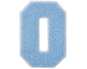 Baby Blue Varsity Number Letters Chenille Iron-on Patch