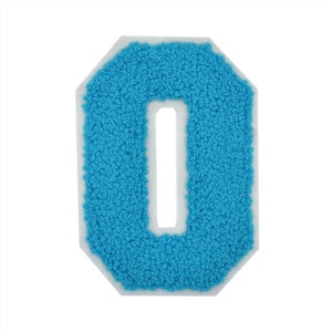 May include: A blue felt letter O with a white outline. The letter is in a classic varsity style.