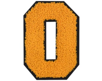 Yellow Varsity Number Chenille Iron-on Patch
