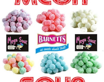 Paquete variado Barnetts Mega Sour Sweets - 6 bolsas de 100 g - Dulces duros súper amargos