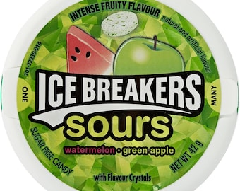 Ice Breakers Sours, Sugar Free Mints, Watermelon and Green Apple, 8 x 42g