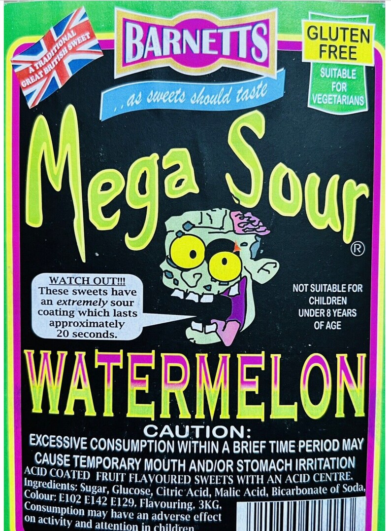 Mega Sour Watermelon, Super Sour Sweets, Traditional Sweets