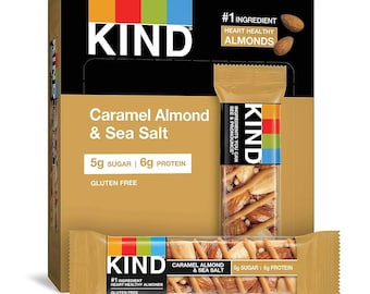 KIND Bars, Caramel Almond & Sea Salt, Healthy Snacks, Gluten Free, Low Sugar, 6g Protein, 12 Count