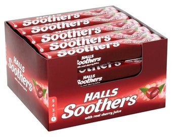 Halls Soothers Cherry Cough Drops Sweets (20 Rolls)