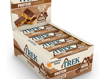 TREK High Protein Flapjack Cocoa Oat - Gluten Free - Plant Based - Vegan Snack - 16 x 50g Bars