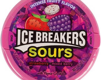 Ice Breakers Sours, Sugar Free Mints, Strawberry, Mixed Berry , 8 x 42g