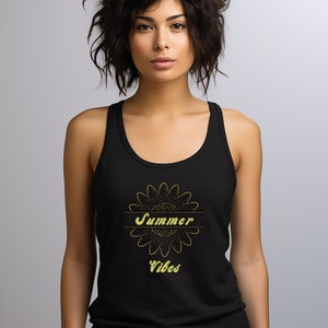 Vintage Sunflower Muscle Tank, Yoga Tank Tops for Women, Boho Summer Clothing, Summer vibes tank top, sunflower tank top for her