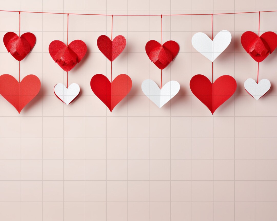 Red and White Paper Hearts, Valentine's Background, Valentine's ...
