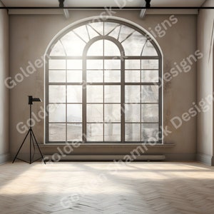 Preciosa ventana arqueada, telón de fondo digital de estilo minimalista para fotografía. Fondo de ventana elegante. Eleva tus fotografías a nuevas alturas.