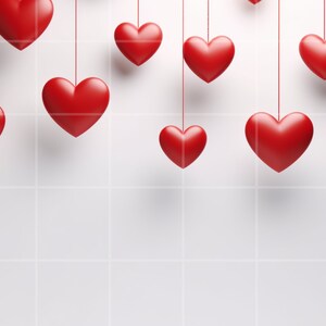 Whimsical Valentine&#39;s Day background for photo, Red balloon hearts, Hearts backdrop, Valentine&#39;s Day overlay, Hearts picture for your pic